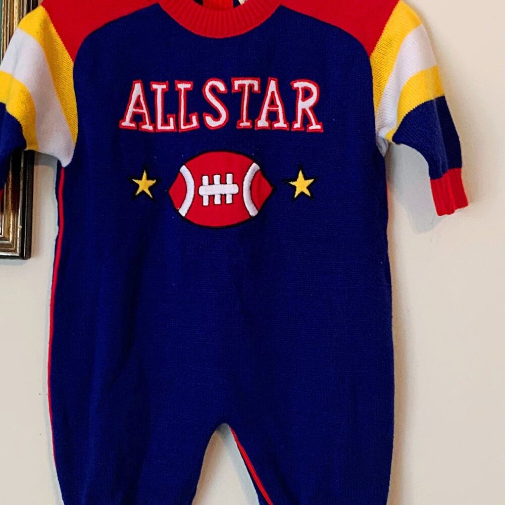 Vintage 90s Colorblock Football Sweater Bodysuit 3 to 6 Months